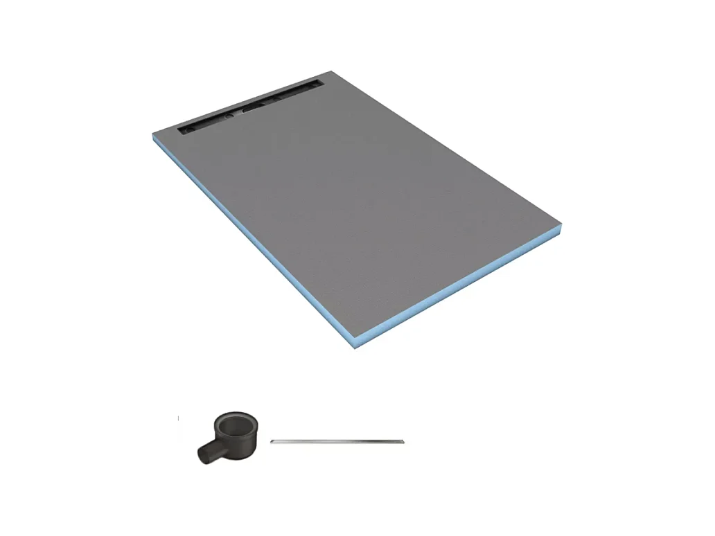 Receveur de douche à carreler 120 x 80 cm WEDI Fundo Riolito Neo avec écoulement horizontal + barrette de finition 70 cm