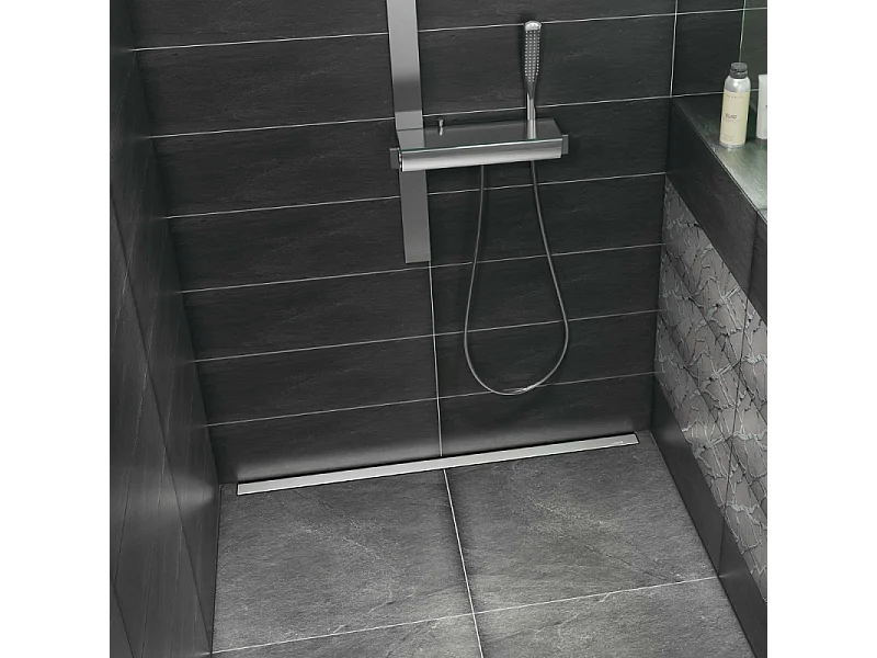 Receveur de douche à carreler 120 x 80 cm WEDI Fundo Riolito Neo + bonde horizontale + barrette de finition