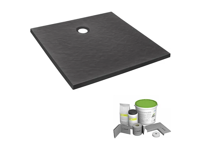Pack receveur de douche 80 x 80 JACOB DELAFON Ipso carré gris anthracite + Kit d'étanchéité WEDI