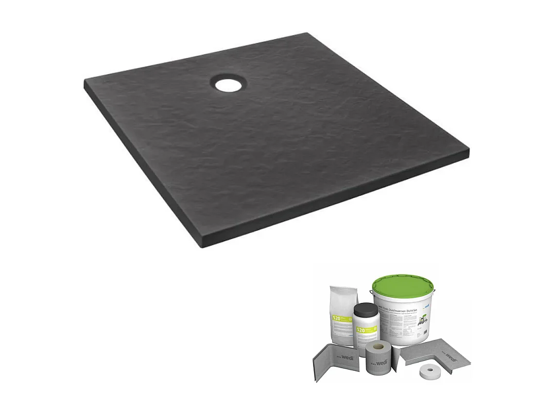 Pack receveur de douche 80 x 80 JACOB DELAFON Ipso carré gris anthracite + Kit d'étanchéité WEDI