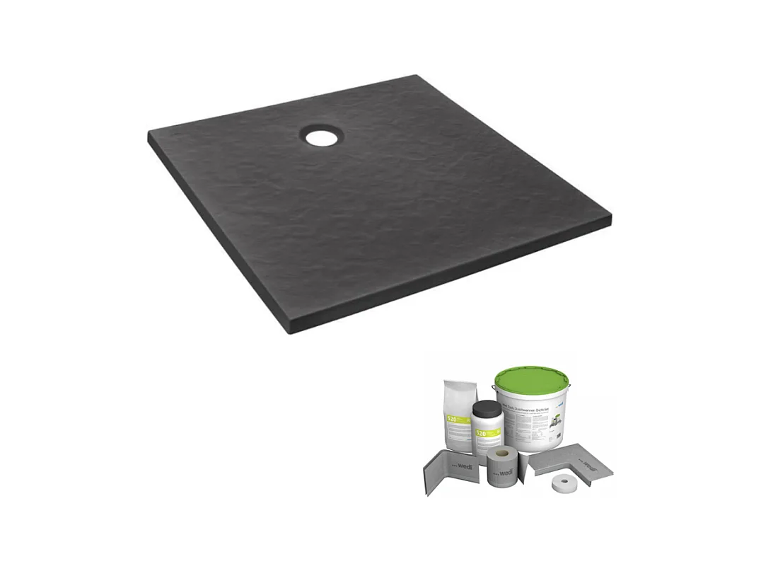 Pack receveur de douche 80 x 80 JACOB DELAFON Ipso carré gris anthracite + Kit d'étanchéité WEDI