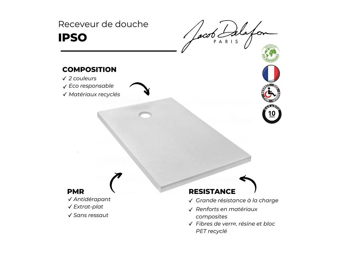 Pack receveur de douche 80 x 80 JACOB DELAFON Ipso carré gris anthracite + Kit d'étanchéité WEDI