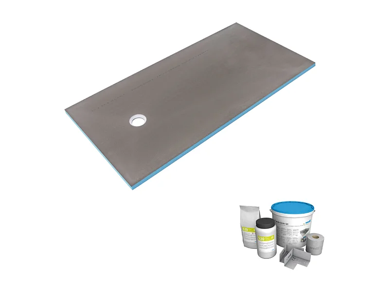 Receveur de douche à carreler 160 x 100 WEDI Fundo Primo rectangle écoulement excentré + kit d'étancheité