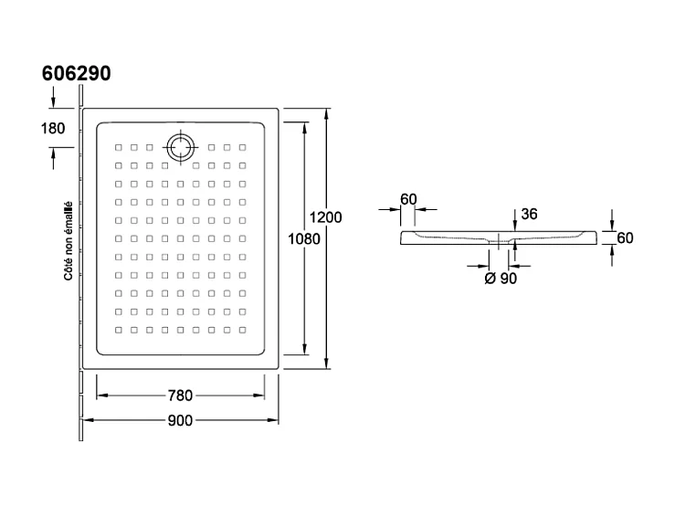 Pack receveur de douche 120 x 90 VILLEROY ET BOCH O Novo rectangle blanc + Kit d'étanchéité WEDI