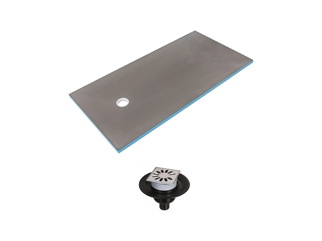 Receveur de douche à carreler 160 x 100 WEDI Fundo Primo rectangle écoulement excentré + bonde verticale