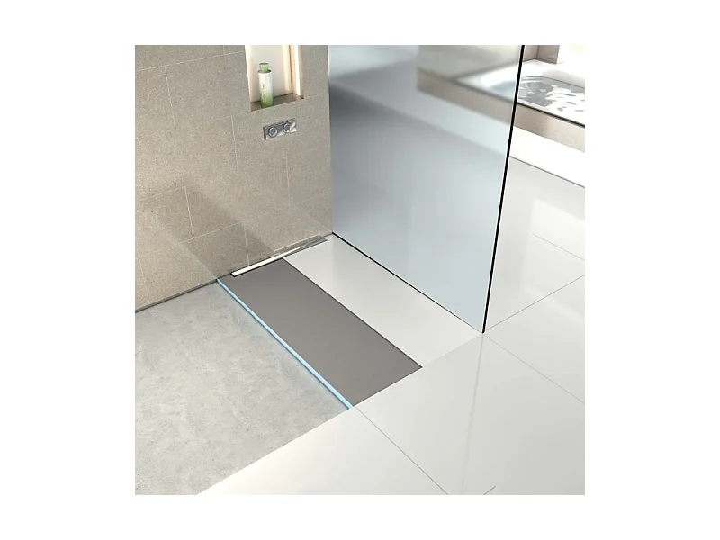 Receveur de douche à carreler 90 x 90 cm WEDI Fundo Riolito Neo avec écoulement vertical + barrette de finition 70 cm