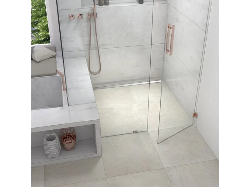 Receveur de douche à carreler 100 x 100 cm WEDI Fundo Riolito Neo + bonde verticale + barrette de finition