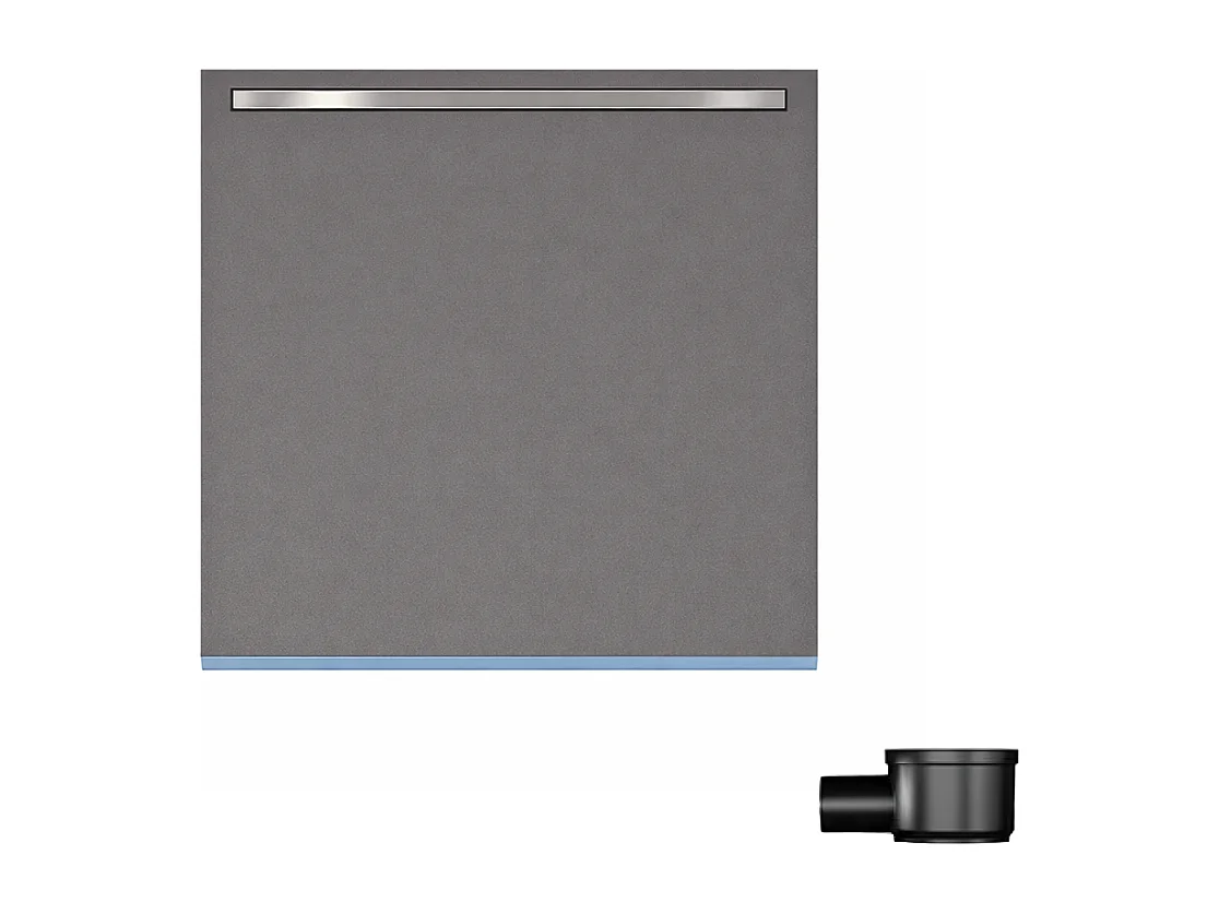 Receveur de douche à carreler 90 x 90 cm WEDI Fundo Riolito Neo + bonde horizontale + barrette de finition
