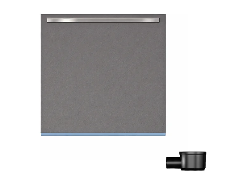 Receveur de douche à carreler 90 x 90 cm WEDI Fundo Riolito Neo + bonde horizontale + barrette de finition