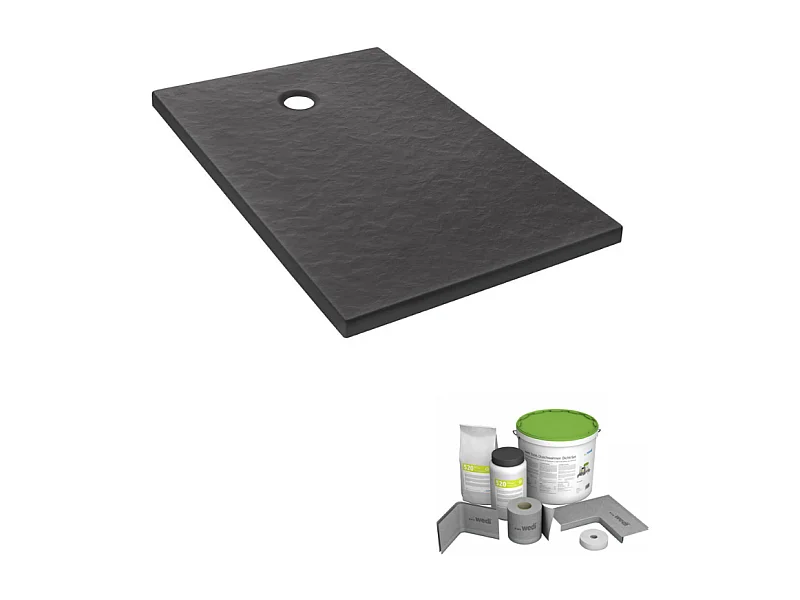 Pack receveur de douche 160 x 80 JACOB DELAFON Ipso rectangle anthracite + Kit d'étanchéité WEDI