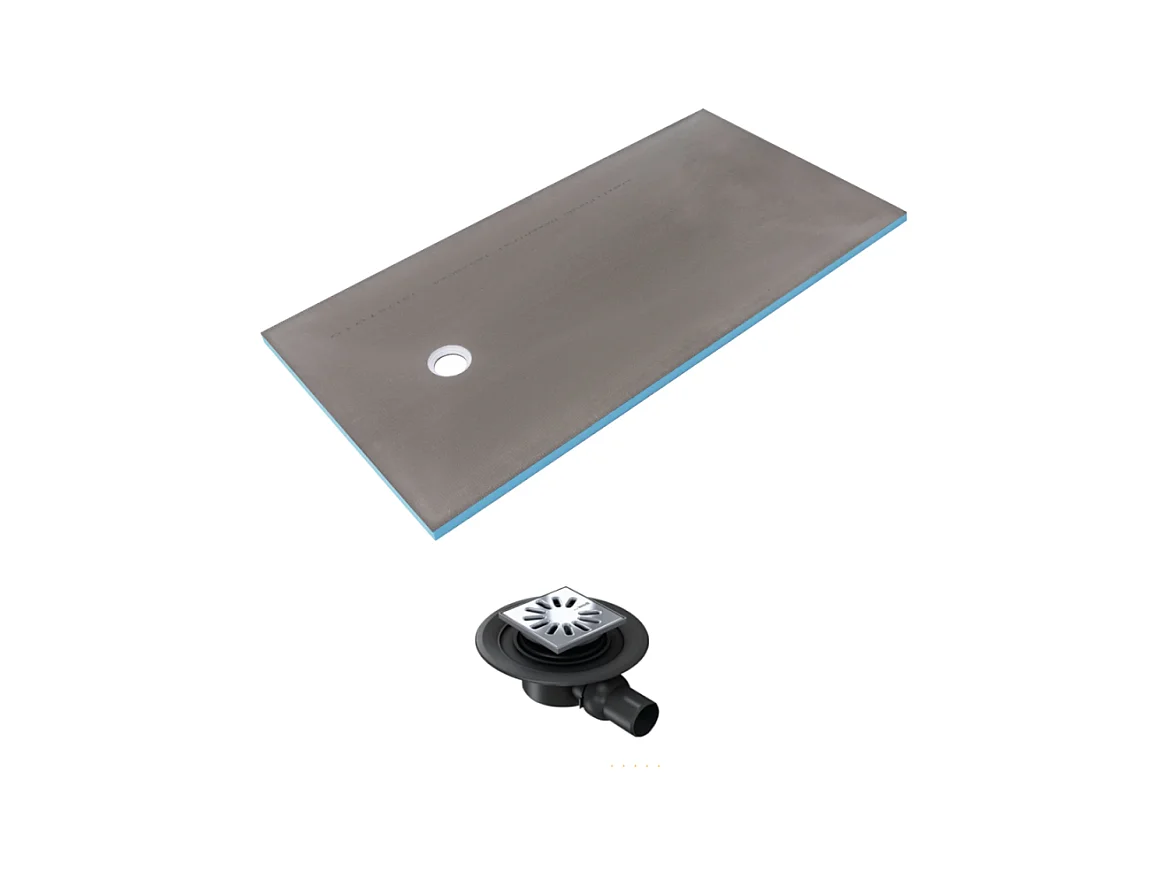 Receveur de douche à carreler 140 x 90 WEDI Fundo Primo rectangle écoulement excentré + bonde horizontale