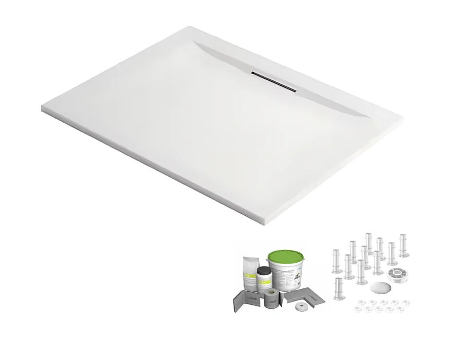 Pack receveur de douche antidérapant 80 x 80 JACOB DELAFON Flight Pure carré blanc + Kit d'étanchéité WEDI + Pieds