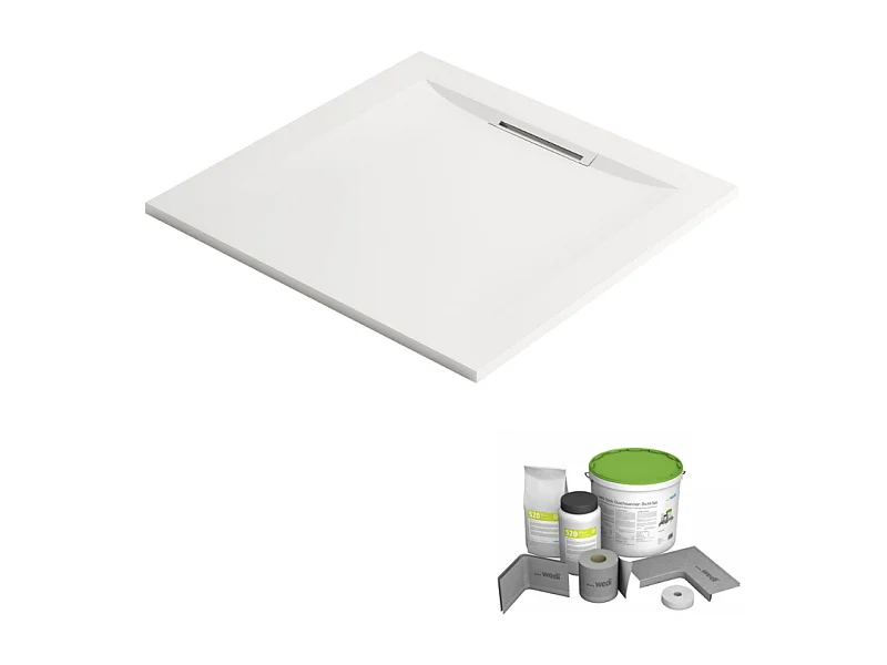 Pack receveur de douche antidérapant 80 x 80 JACOB DELAFON Flight Pure carré blanc + Kit d'étanchéité WEDI + Pieds