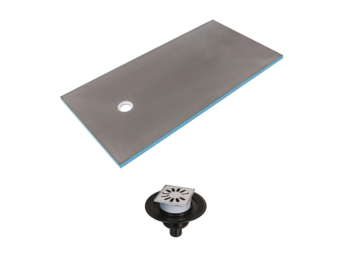 Receveur de douche à carreler 160 x 90 WEDI Fundo Primo rectangle écoulement excentré + bonde verticale