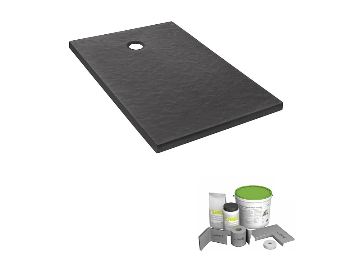 Pack receveur de douche 100 x 80 JACOB DELAFON Ipso rectangle gris anthracite + Kit d'étanchéité WEDI
