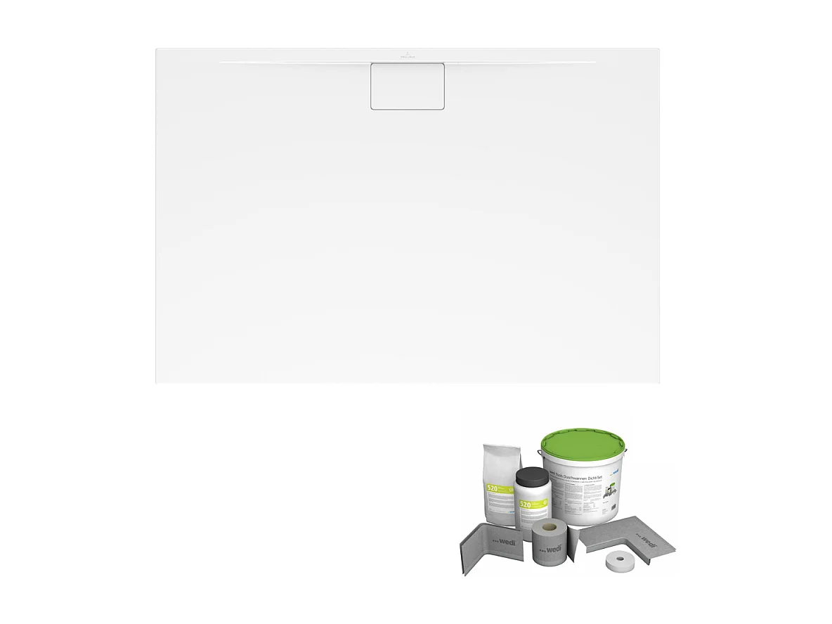 Pack receveur de douche antidérapant 160 x 90 VILLEROY ET BOCH Architectura Metalrim rectangle blanc + Kit d'étanchéité WEDI