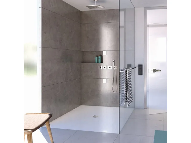 Receveur de douche à carreler 120 x 120 WEDI Fundo Primo carré écoulement centrée + bonde verticale