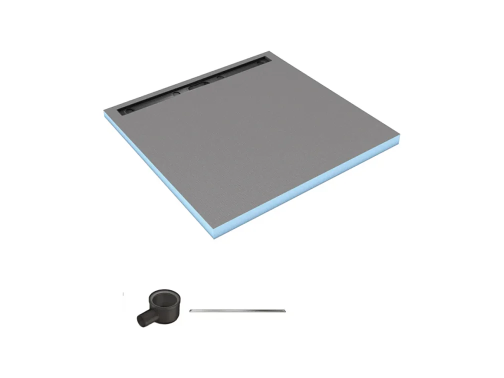 Receveur de douche à carreler 100 x 100 cm WEDI Fundo Riolito Neo avec écoulement horizontal + barrette de finition 70 cm