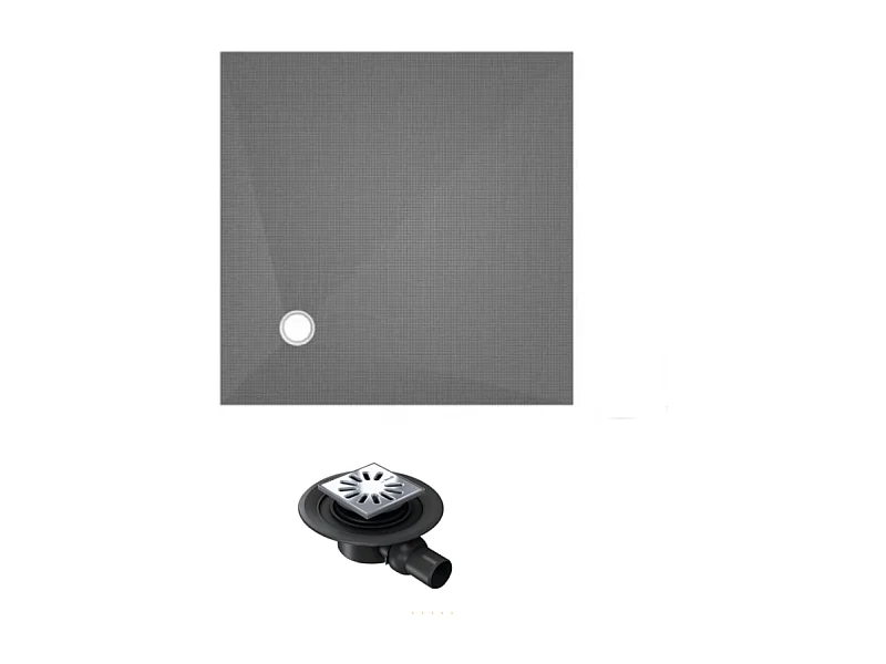 Receveur de douche à carreler 100 x 100 WEDI Fundo Primo carré écoulement excentré + bonde horizontale