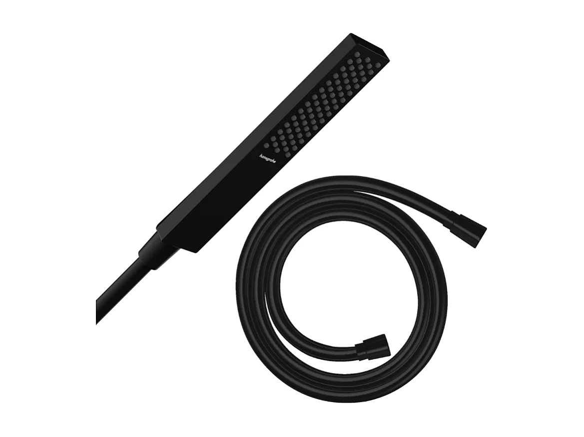 Pommeau de douche HANSGROHE Pulsify E 100 EcoSmart noir mat + flexible de douche 1,25 m HANSGROHE Isiflex noir mat