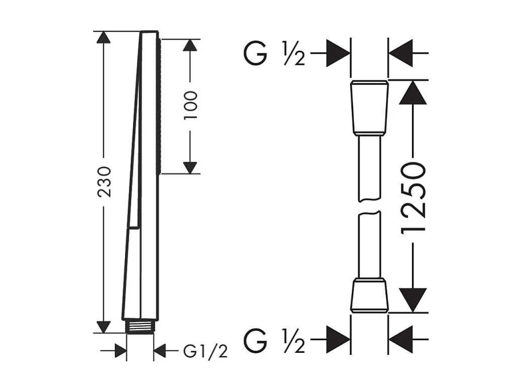 Pommeau de douche HANSGROHE Pulsify E 100 EcoSmart noir mat + flexible de douche 1,25 m HANSGROHE Isiflex noir mat