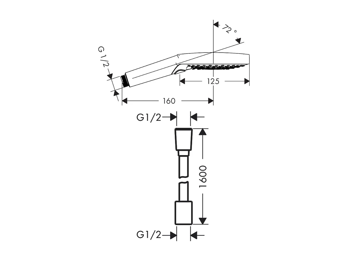 Pommeau de douche HANSGROHE Raindance Select S EcoSmart 120 3 jets + flexible de douche Designflex 160 cm chromé