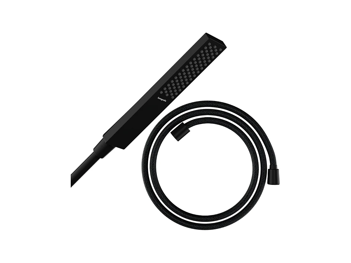 Pommeau de douche HANSGROHE Pulsify E 100 EcoSmart noir mat + flexible de douche HANSGROHE Designflex 125 cm noir mat
