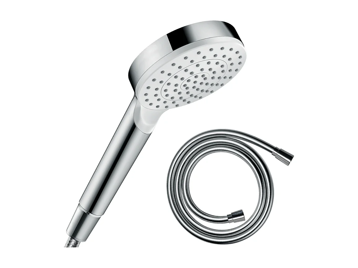 Pommeau de douche HANSGROHE Croma 100 EcoSmart chromé + flexible de douche 1,60 m HANSGROHE Isiflex chromé