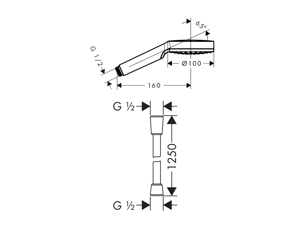Pommeau de douche HANSGROHE Crometta EcoSmart blanc/chromé + flexible de douche 1,25 m HANSGROHE Isiflex chromé