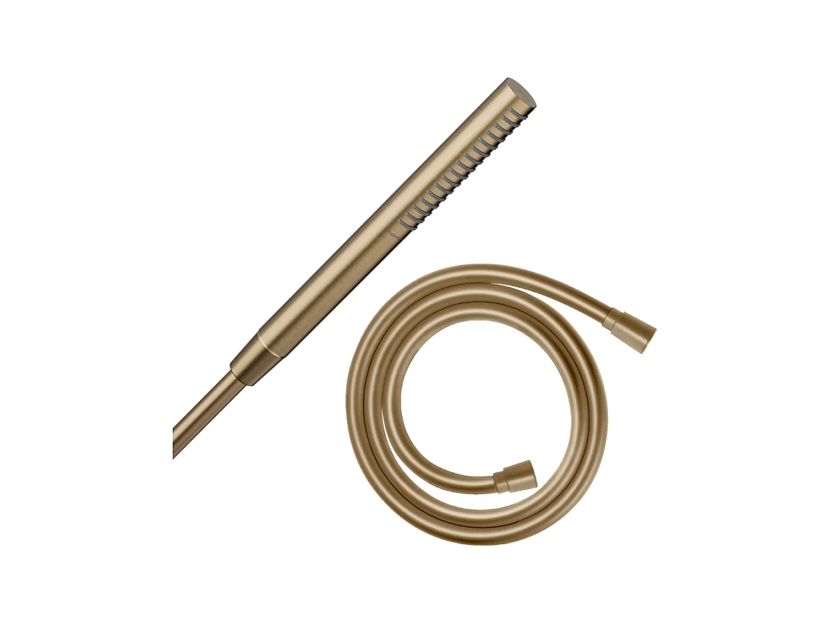 Pommeau de douche HANSGROHE Pulsify S 100 EcoSmart bronze brossé + flexible de douche 1,25 m HANSGROHE Isiflex bronze brossé