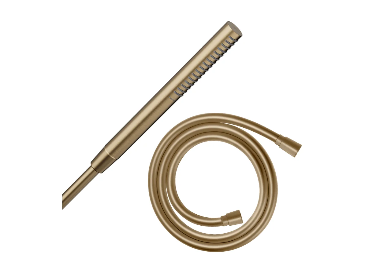 Pommeau de douche HANSGROHE Pulsify S 100 EcoSmart bronze brossé + flexible de douche 1,25 m HANSGROHE Isiflex bronze brossé