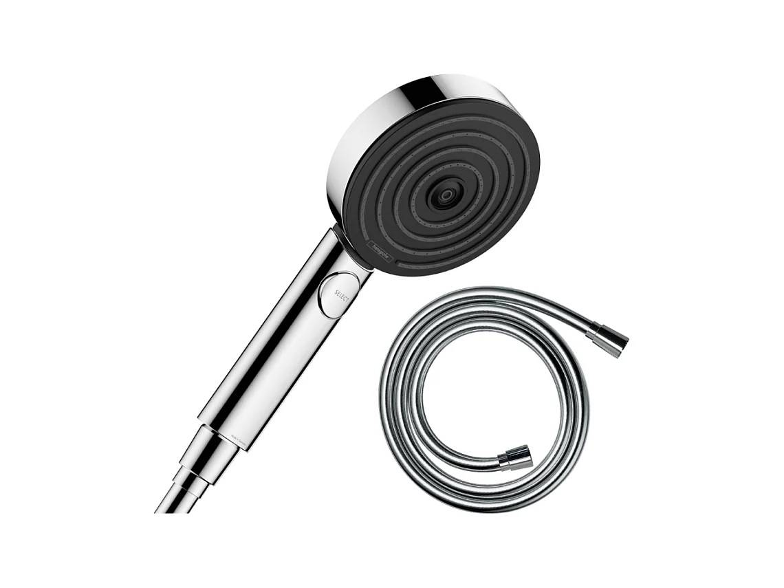 Pommeau de douche HANSGROHE Pulsify Select EcoSmart 105 3 jets relaxation + flexible 160 cm HANSGROHE Isiflex chromé