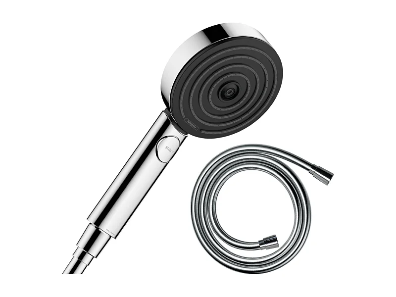 Pommeau de douche HANSGROHE Pulsify Select EcoSmart 105 3 jets relaxation + flexible 160 cm HANSGROHE Isiflex chromé