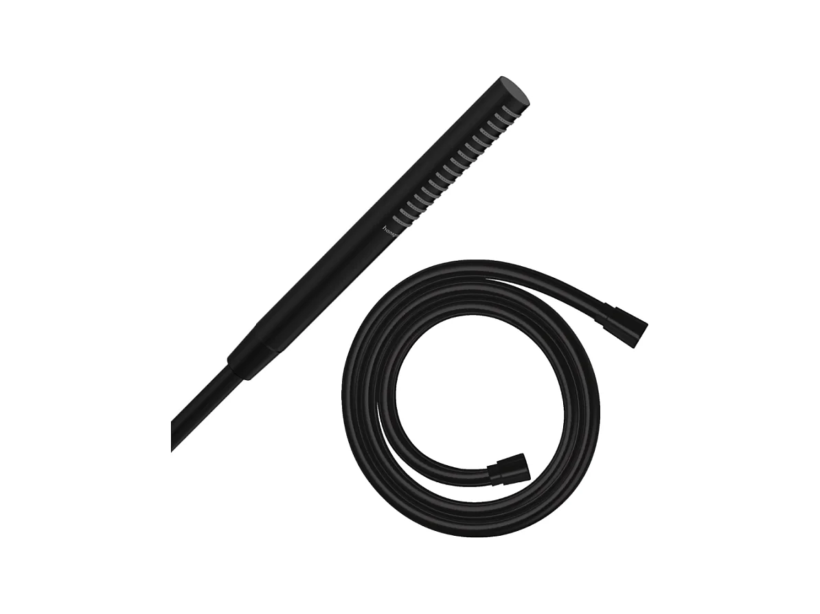 Pommeau de douche HANSGROHE Pulsify S 100 EcoSmart noir mat + flexible de douche 1,25 m HANSGROHE Isiflex noir mat