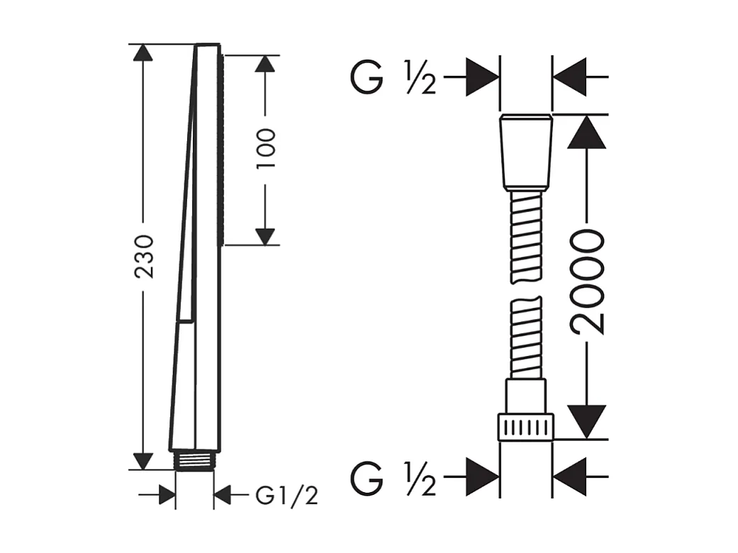 Pommeau de douche HANSGROHE Pulsify E 100 EcoSmart chromé + flexible de douche 2 m HANSGROHE Metaflex chromé