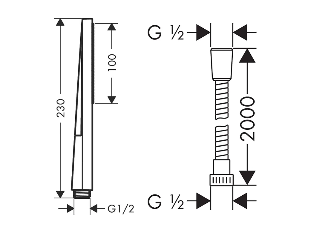Pommeau de douche HANSGROHE Pulsify E 100 EcoSmart chromé + flexible de douche 2 m HANSGROHE Metaflex chromé
