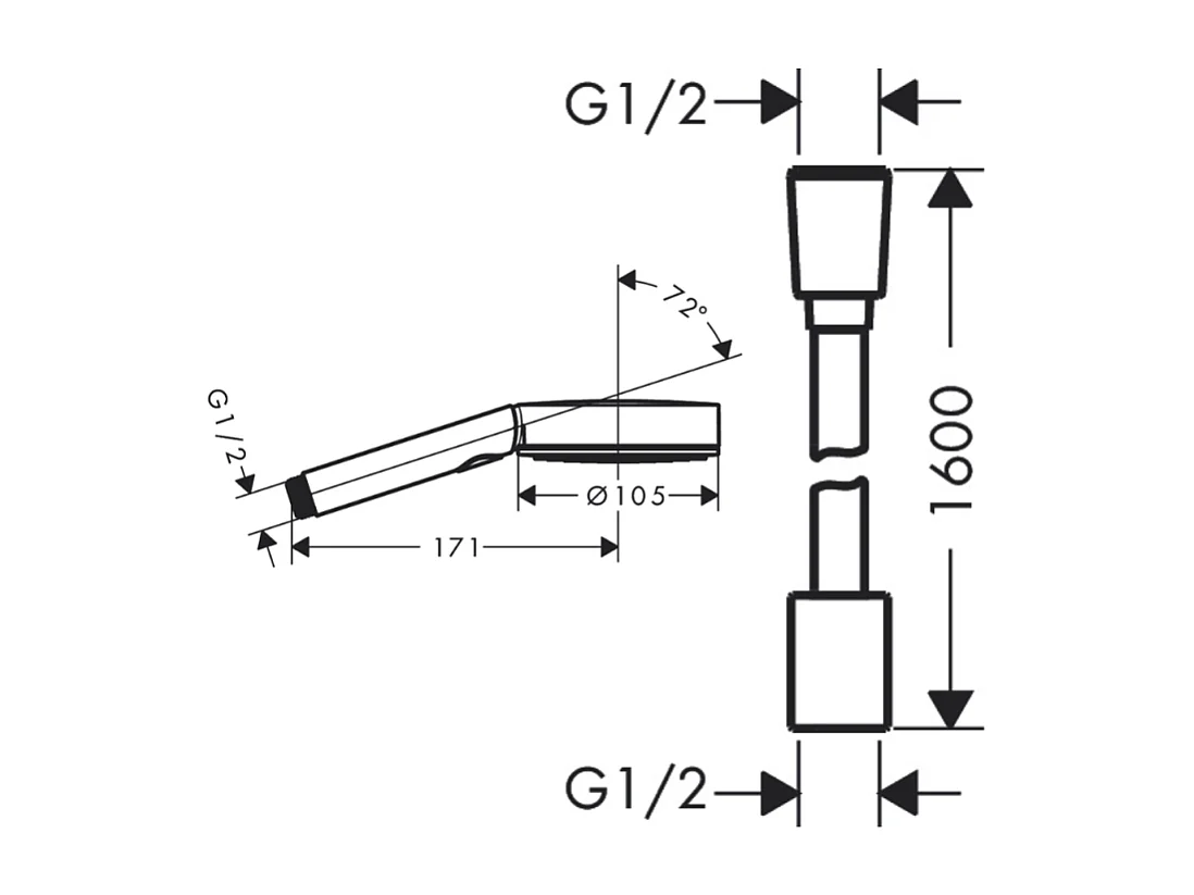 Pommeau de douche HANSGROHE Pulsify Select EcoSmart 105 3 jets relaxation + flexible HANSGROHE Designflex 160 cm chromé