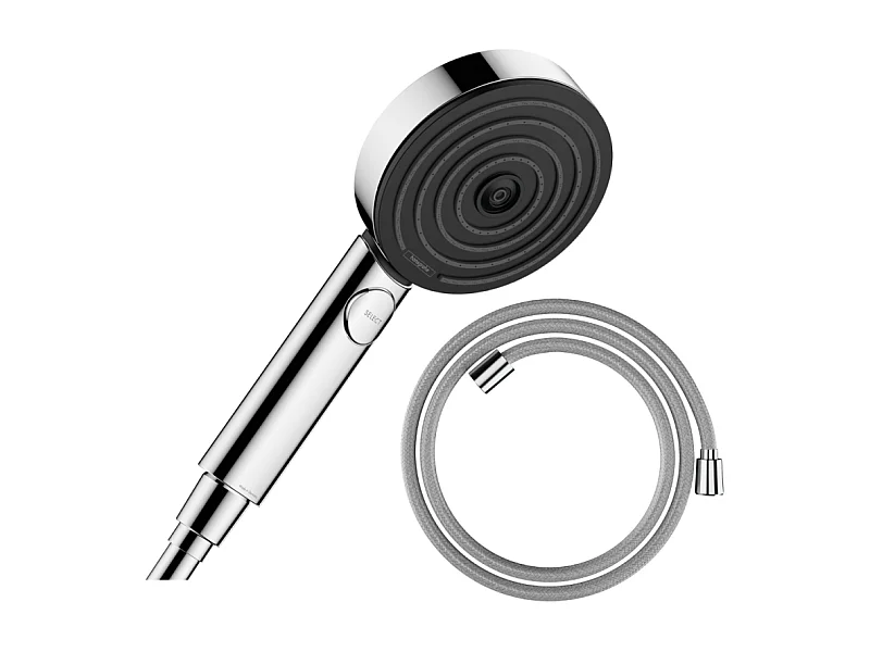 Pommeau de douche HANSGROHE Pulsify Select EcoSmart 105 3 jets relaxation + flexible HANSGROHE Designflex 160 cm chromé