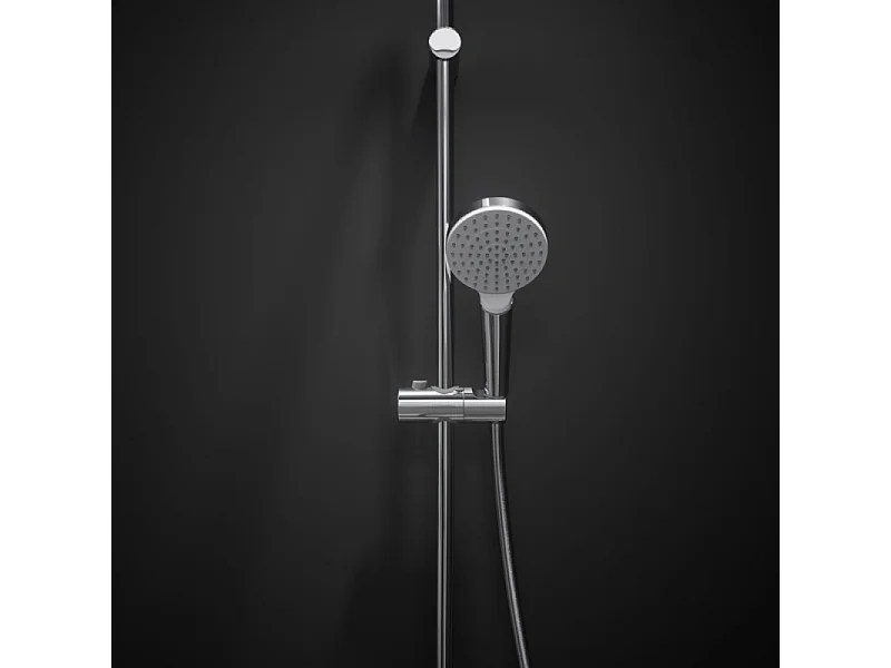 Pommeau de douche HANSGROHE Crometta EcoSmart blanc/chromé + flexible de douche 1,25 m HANSGROHE Metaflex chromé