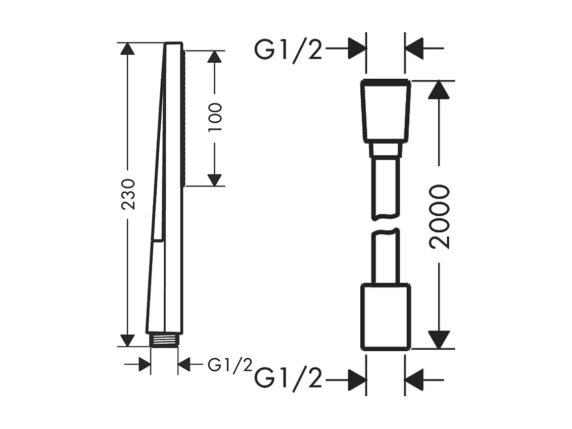 Pommeau de douche HANSGROHE Pulsify E 100 EcoSmart noir mat + flexible de douche HANSGROHE Designflex 200 cm noir mat