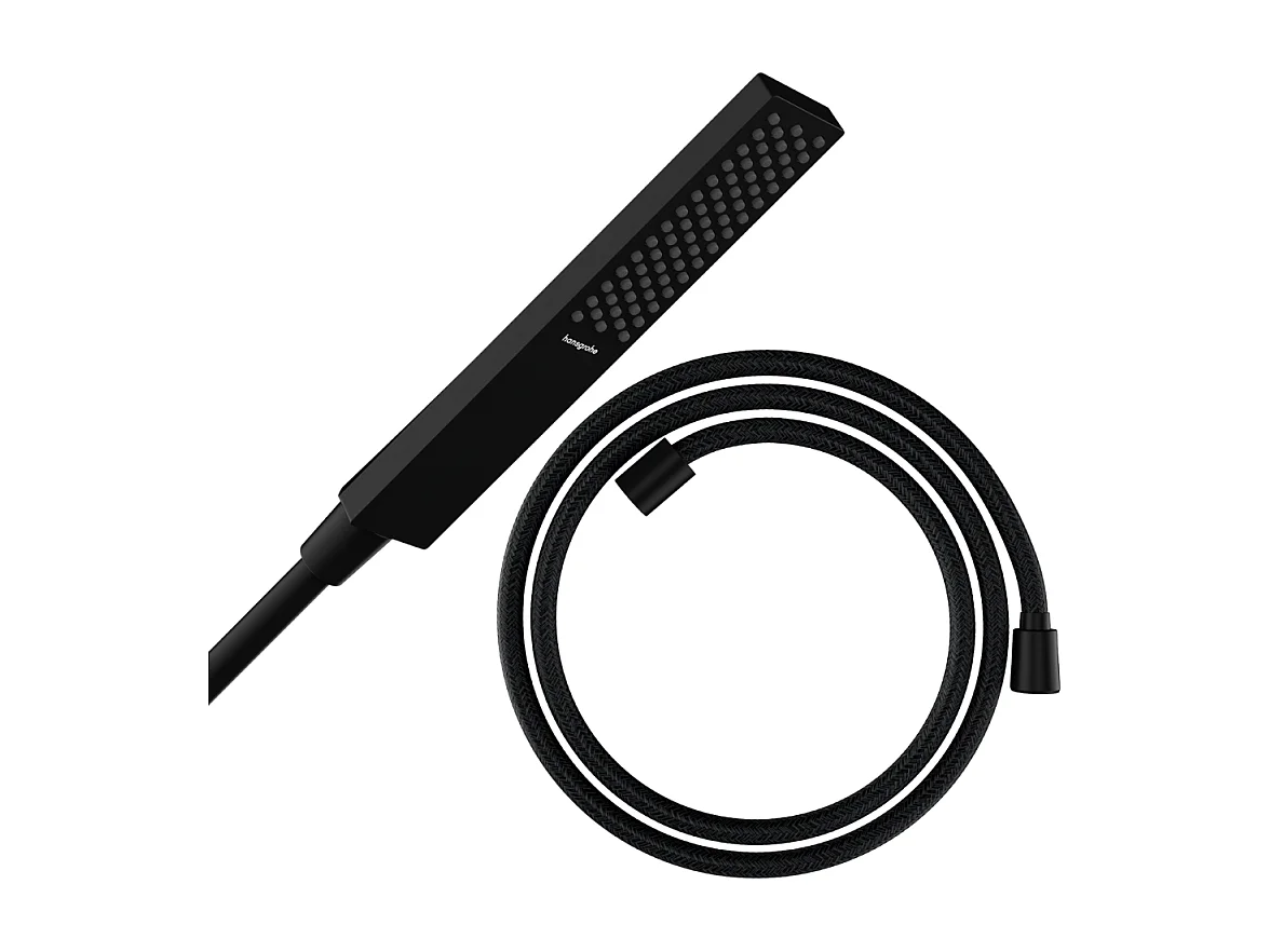 Pommeau de douche HANSGROHE Pulsify E 100 EcoSmart noir mat + flexible de douche HANSGROHE Designflex 200 cm noir mat