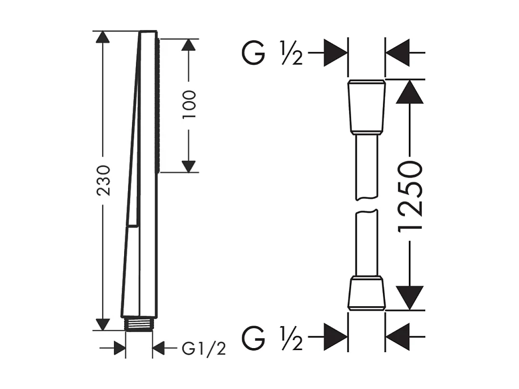 Pommeau de douche HANSGROHE Pulsify E 100 EcoSmart chromé + flexible de douche 1,25 m HANSGROHE Isiflex chromé