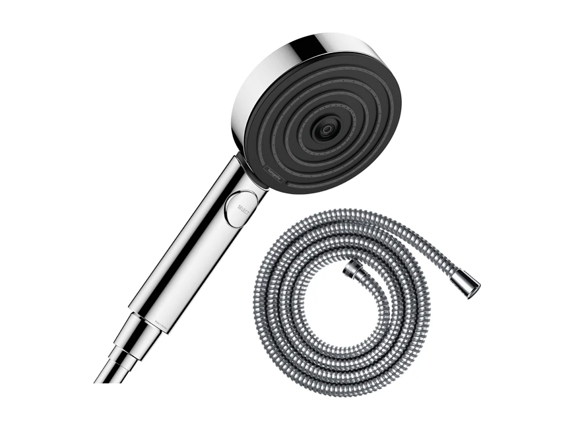 Pommeau de douche HANSGROHE Pulsify Select EcoSmart 105 3 jets relaxation + flexible de douche Metaflex 160 cm chromé