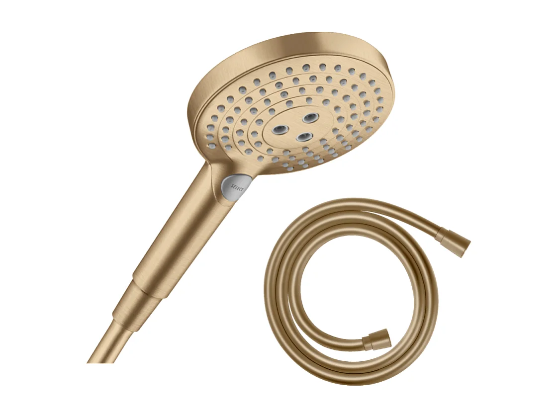 Pommeau de douche HANSGROHE Raindance Select S EcoSmart 120 3 jets + flexible 160 cm HANSGROHE Isiflex bronze brossé
