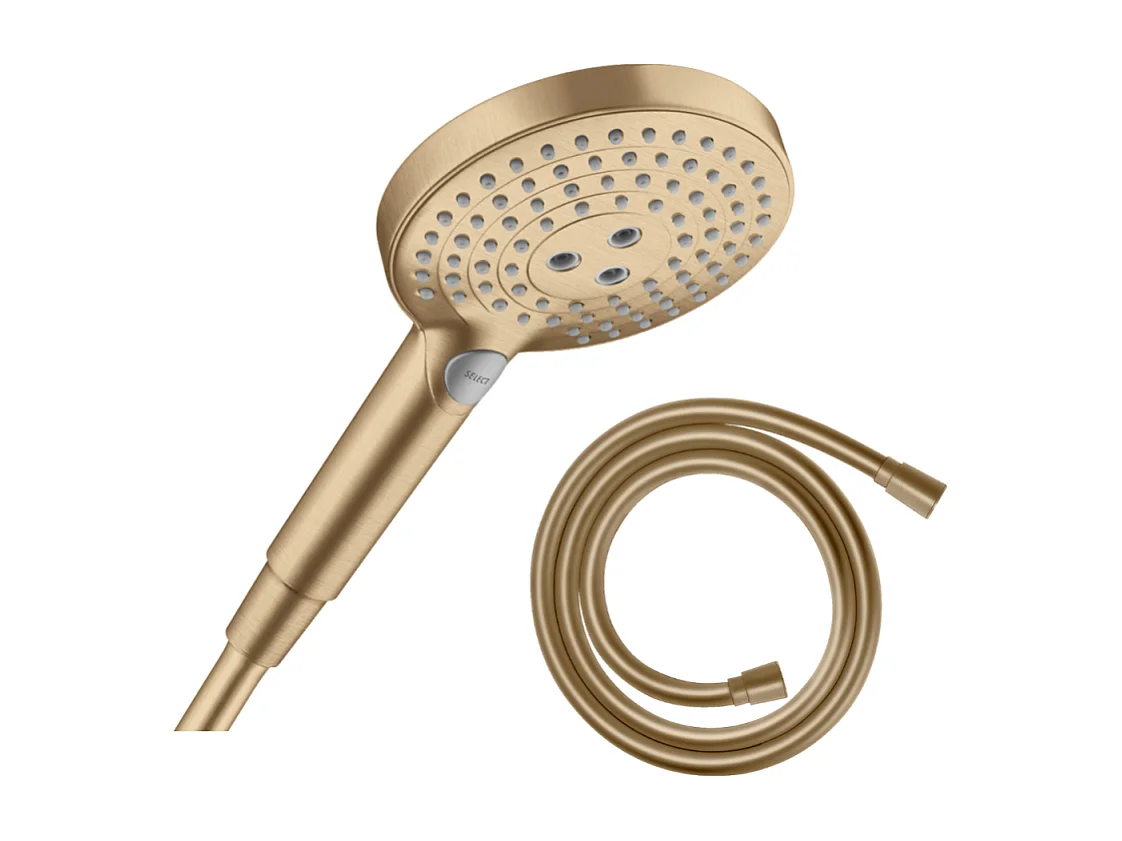 Pommeau de douche HANSGROHE Raindance Select S EcoSmart 120 3 jets + flexible 160 cm HANSGROHE Isiflex bronze brossé