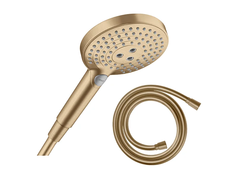 Pommeau de douche HANSGROHE Raindance Select S EcoSmart 120 3 jets + flexible 160 cm HANSGROHE Isiflex bronze brossé