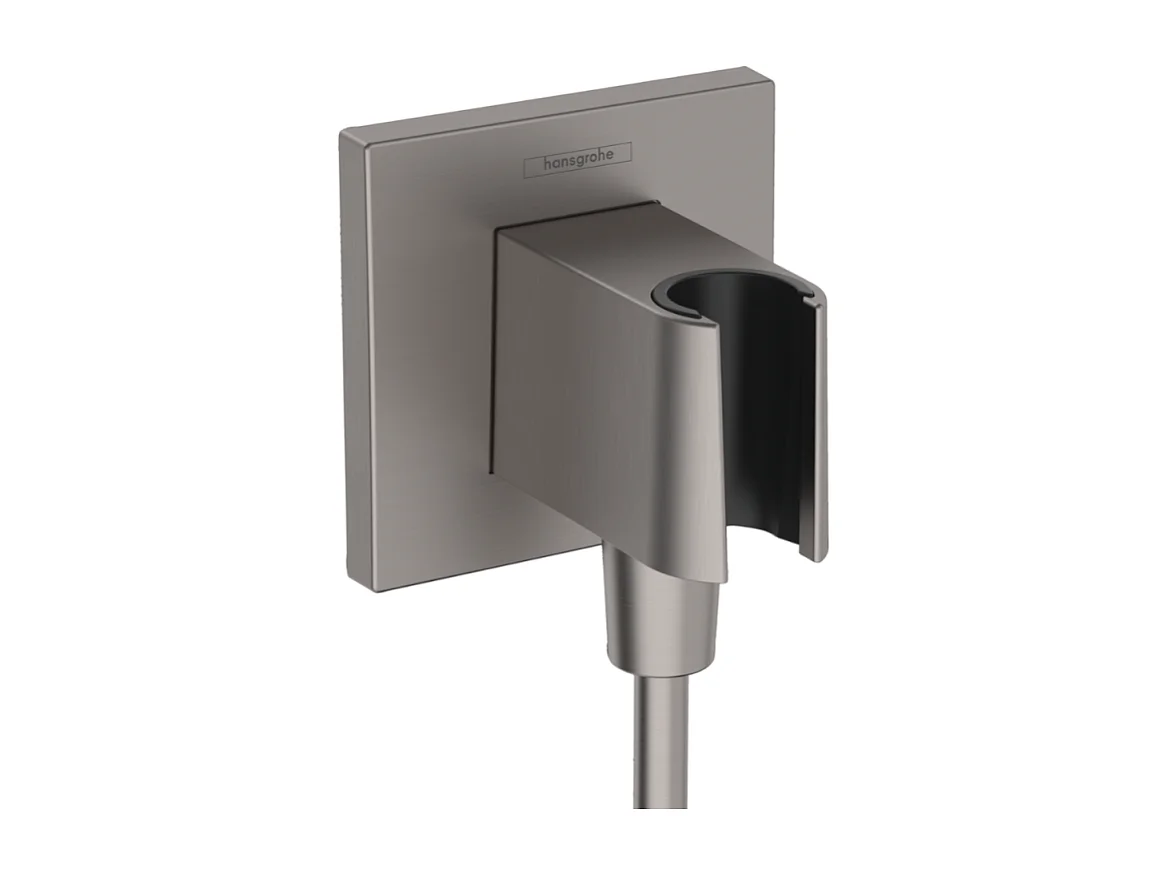 Support pommeau de douche HANSGROHE FixFit E noir chromé brossé