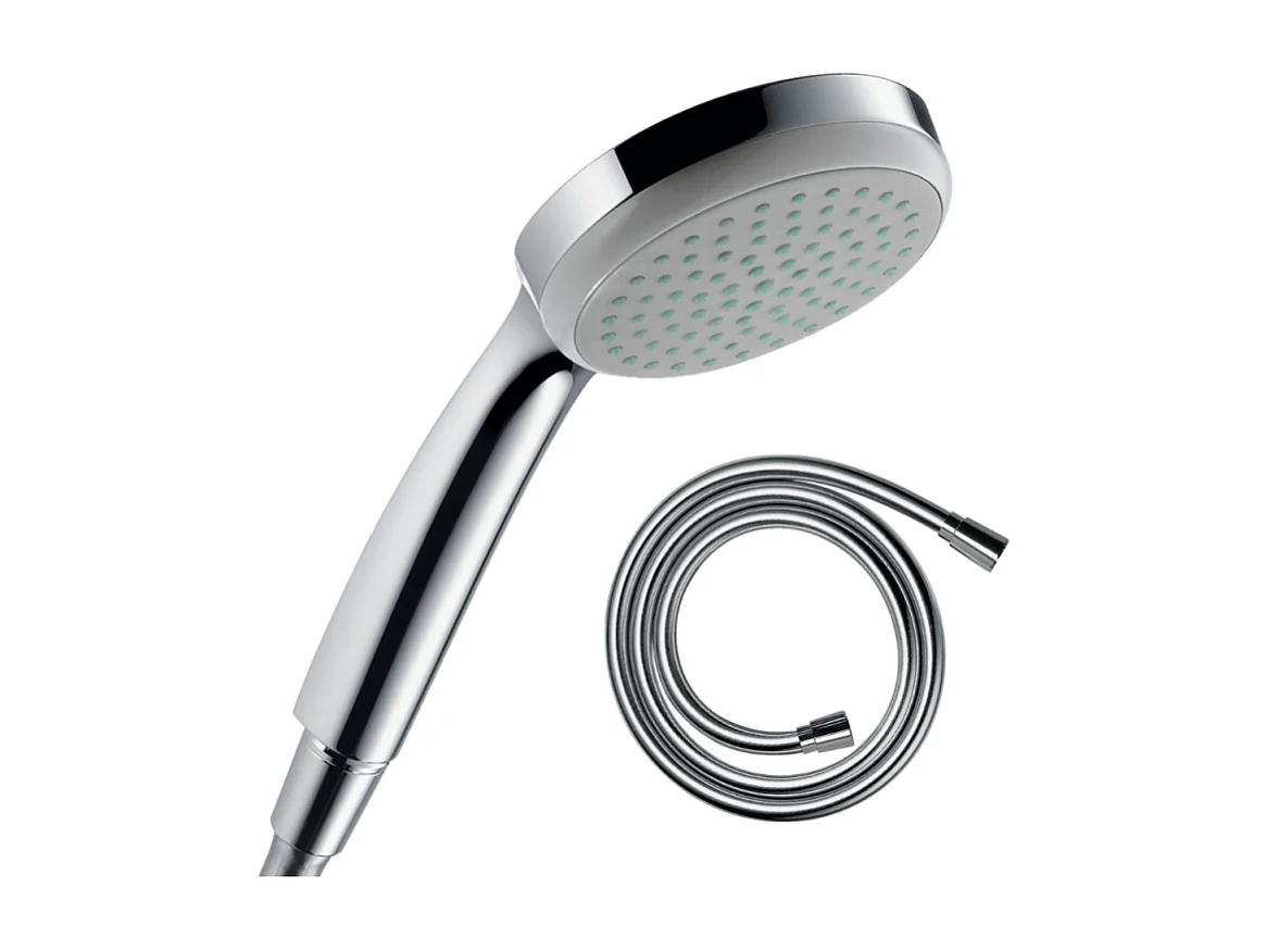 Pommeau de douche HANSGROHE Croma 100 EcoSmart chromé + flexible de douche 1,25 m HANSGROHE Isiflex chromé
