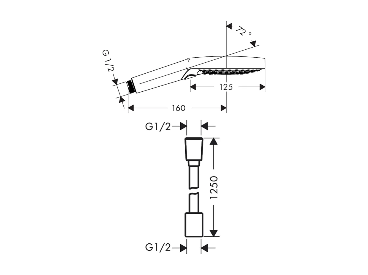 Pommeau de douche HANSGROHE Raindance Select S EcoSmart 120 3 jets + flexible HANSGROHE Designflex 125 cm blanc mat