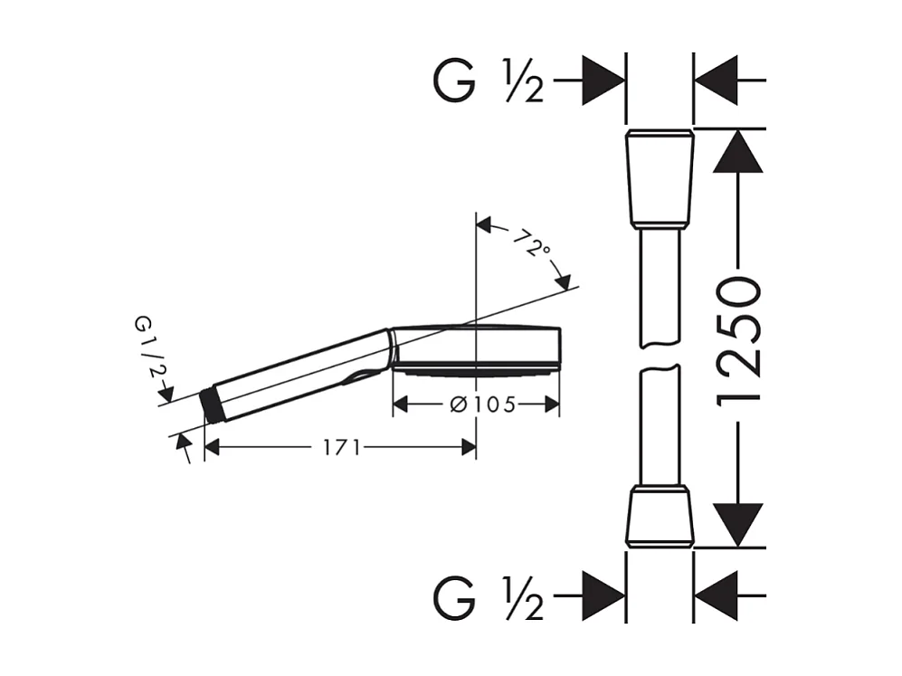 Pommeau de douche HANSGROHE Pulsify Select EcoSmart 105 3 jets relaxation + flexible 1,25 m HANSGROHE Isiflex chromé
